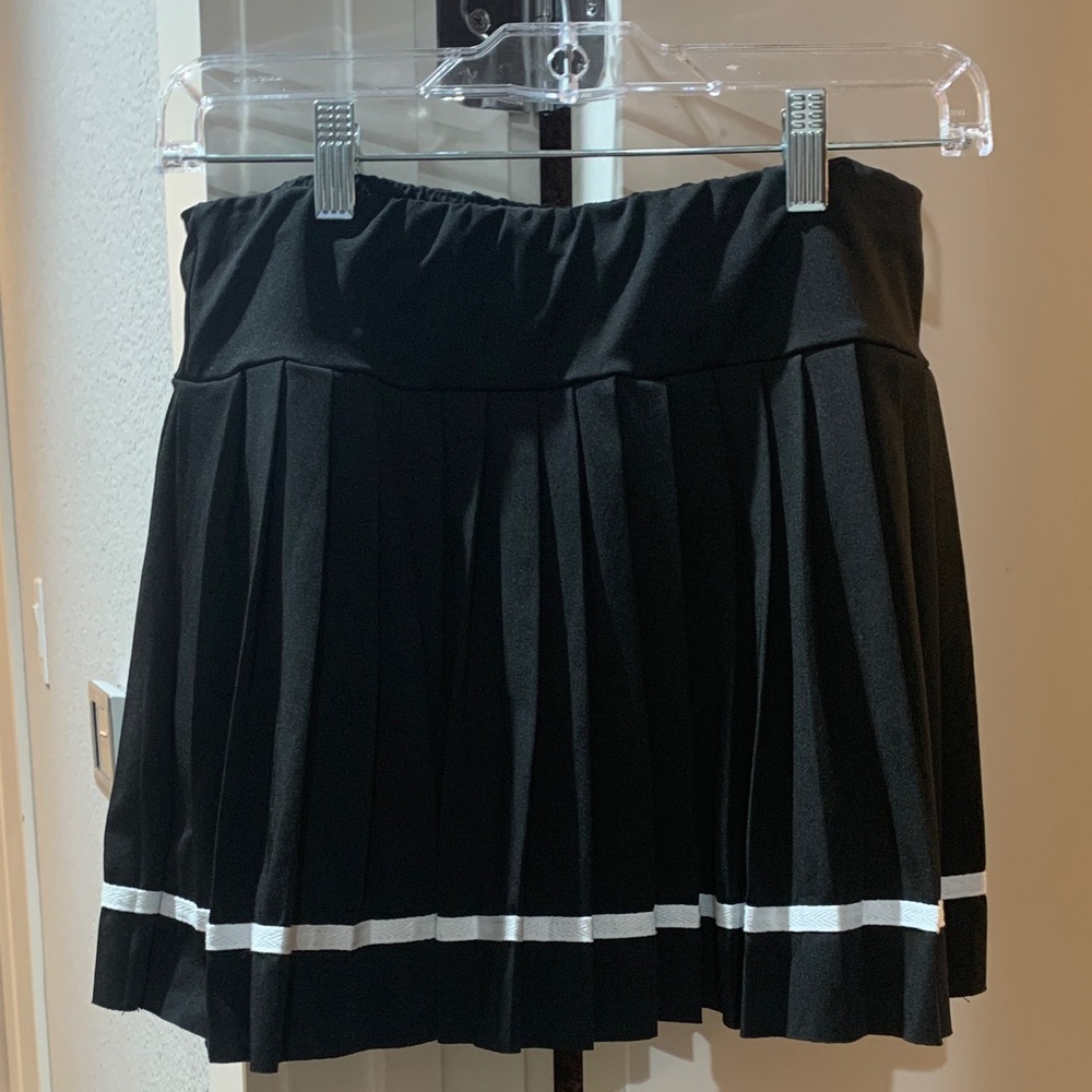 Black Pleated Skirt with White Trim